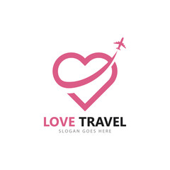 Love travel logo vector icon template design