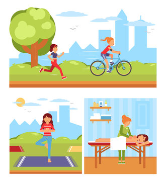 Healthy lifestyle flat vector illustrations pack