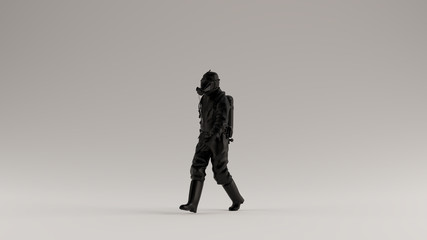 Black Man in a Hazmat Suit Walking 3d Illustration 3d render