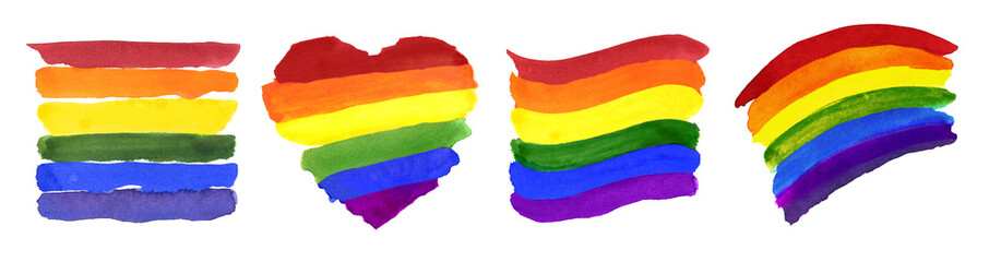 Set Of Four Different Colorful Ranbow Flags