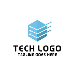 Cube Box Tech Logo For Technology Design With Colorful Style Concept. Digital Logo Company with Modern Digital Box and Hexagon Symbols Concept. Cube Tech Icon for Business, Studio, Network, Internet.