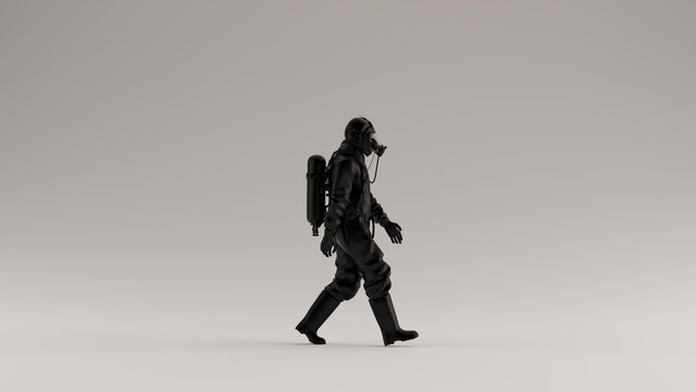 Black Man in a Hazmat Suit Walking 3d Illustration 3d render