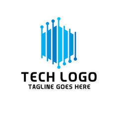 Cube Box Tech Logo For Technology Design With Colorful Style Concept. Digital Logo Company with Modern Digital Box and Hexagon Symbols Concept. Cube Tech Icon for Business, Studio, Network, Internet.