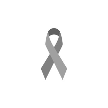 Grey ribbon icon. Symbol of diabetes, borderline personality disorder, asthma and brain cancer awareness. Vector.