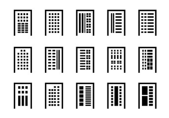 Line icons company set on white background, Black building line vector collection, Isolated business illustration