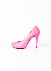 High heeled shoes on white background.