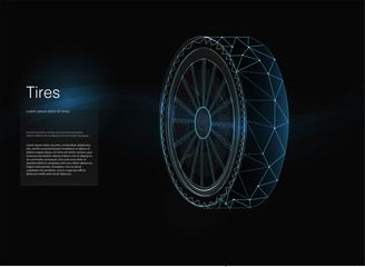 3D low poly for banner tires design. Low Poly style design. Abstract geometric background. Vector illustration template cars. Triangle low Poly abstract background technical. Blue and green tones colo