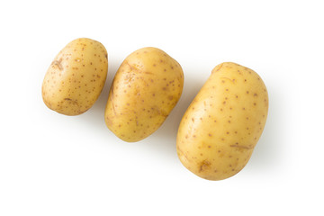 Raw potato isolated on white, top view. Clipping path