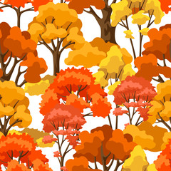 Autumn seamless pattern with stylized trees.