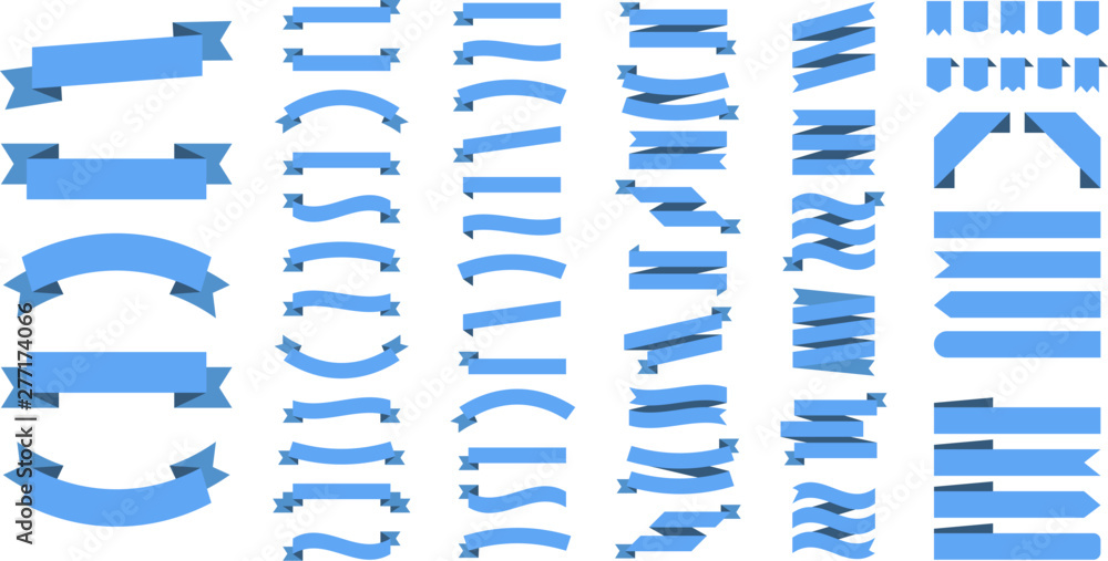 Wall mural ribbon or banner vector set. flat vector ribbons banners isolated background. ribbon blue colored. s