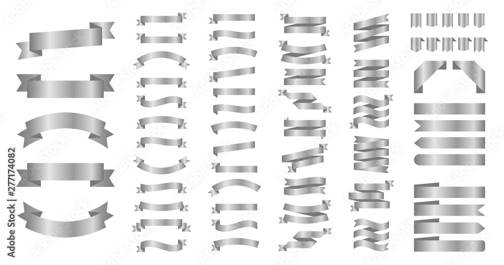 Wall mural ribbon or banner vector set. flat vector ribbons banners isolated background. ribbon silver colored.