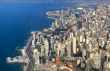 Fototapeta na wymiar Beirut, Aerial View of the Lebanese Capital