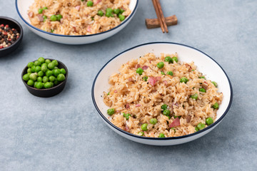 Japan rice fired with peas and chopstick