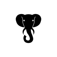 Elephant head icon. Flat vector illustration in black on white background. EPS 10