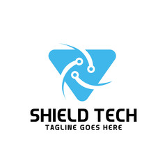Shield Tech Logo For Technology Design With Colorful Style Concept. Digital Logo Company with Modern Digital Security and Network Symbols Concept. Protect Tech Icon for Business, Studio, Network, Inte