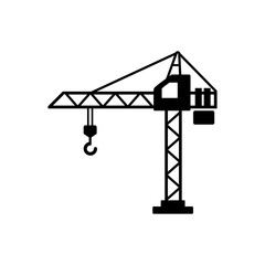 Building crane Icon Vector. Flat vector illustration in black on white background. EPS 10