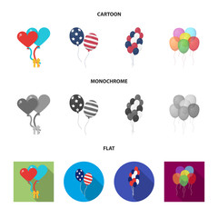 Isolated object of happy and fun sign. Collection of happy and balloon stock vector illustration.