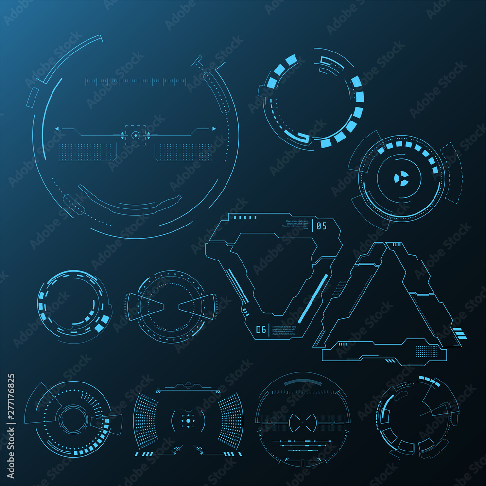 Poster 3d isolated futuristic user elements set. virtual reality hologram technology concept. vector hud