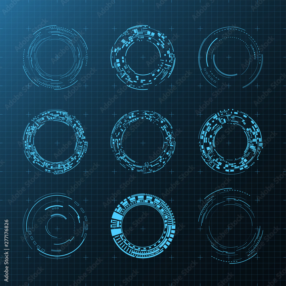 Poster 3d isolated futuristic user elements set. virtual reality hologram technology concept. vector hud