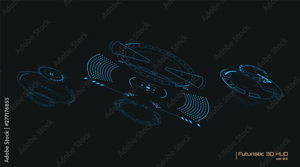 Poster 3d isolated futuristic user elements set. virtual reality hologram technology concept. vector hud
