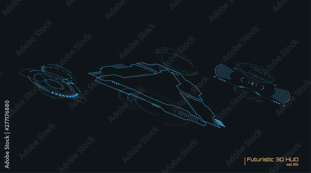 Poster 3d isolated futuristic user elements set. virtual reality hologram technology concept. vector hud