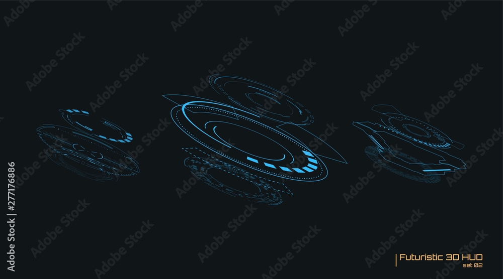 Poster 3d isolated futuristic user elements set. virtual reality hologram technology concept. vector hud