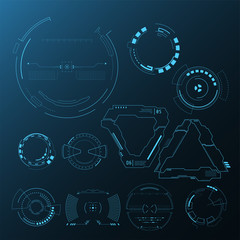 3D Isolated Futuristic User Elements Set. Virtual Reality Hologram Technology Concept. Vector HUD