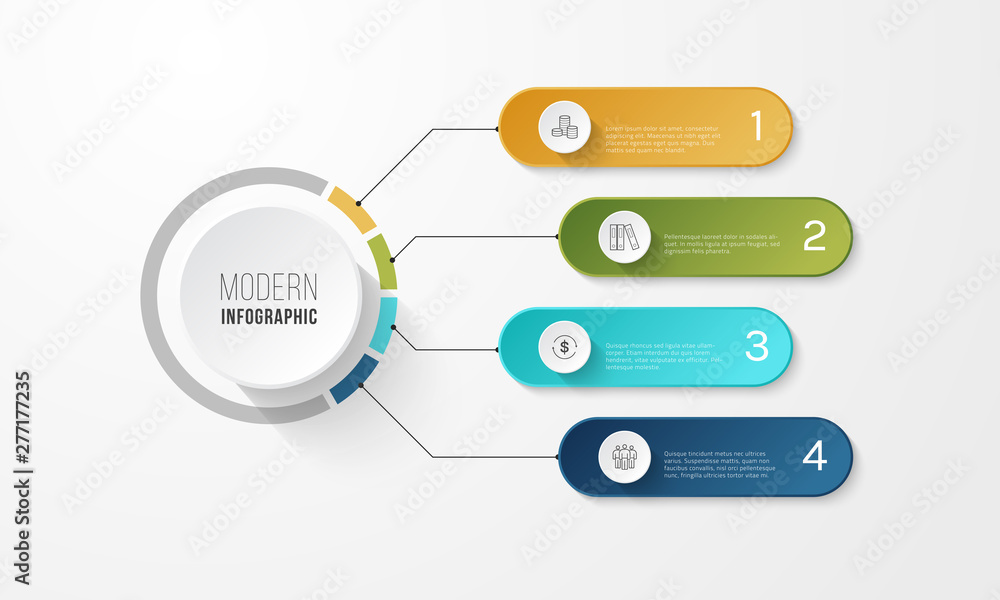 Poster business infographics timeline design template with icons and 4 steps. can be used for workflow layo