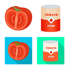 Vector illustration of vegetable and delicious sign. Collection of vegetable and natural vector icon for stock.