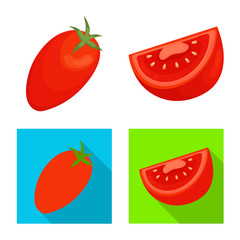 Isolated object of vegetable and delicious logo. Collection of vegetable and natural stock vector illustration.