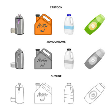 Vector design of plastic and container sign. Collection of plastic and packaging stock symbol for web.