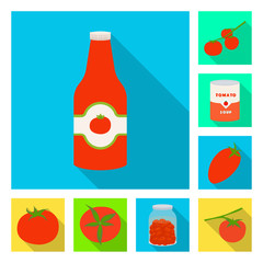 Vector design of vegetable and delicious sign. Collection of vegetable and natural stock vector illustration.