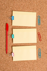 Vertical empty sticker reminder memo square billboard corkboard desk paper