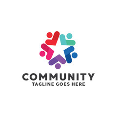 Community Logo For Leadership Design With Colorful Circle Society Style Concept. Teamwork Logo Company with Modern Shape and Connection Creative Symbols Concept. Icon for Business and Corporate.