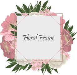 Floral frame with colorful flower.