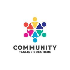 Community Logo For Leadership Design With Colorful Circle Society Style Concept. Teamwork Logo Company with Modern Shape and Connection Creative Symbols Concept. Icon for Business and Corporate.