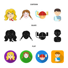 Vector design of girl and boy sign. Collection of girl and school stock symbol for web.