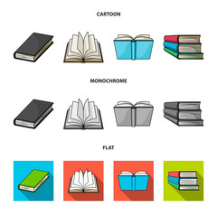 Vector illustration of library and textbook icon. Set of library and school stock symbol for web.