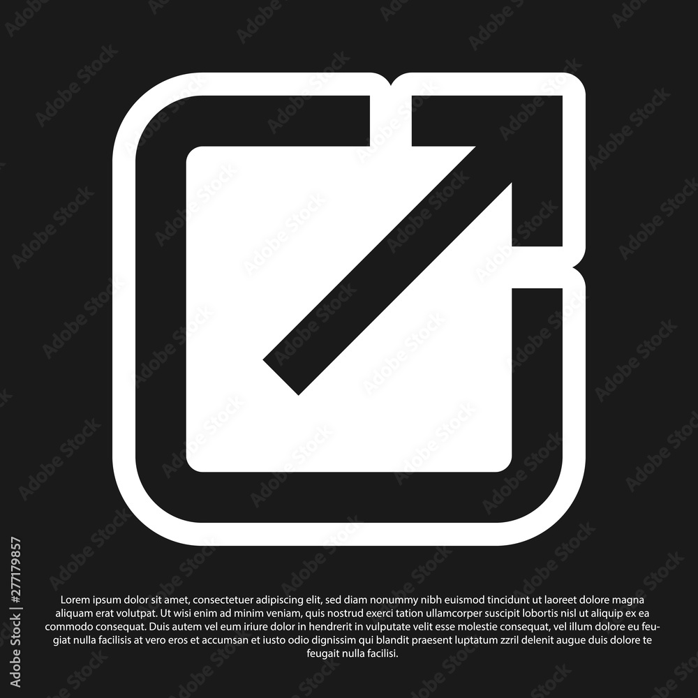 Poster black open in new window icon isolated on black background. open another tab button sign. browser fr