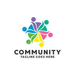 Community Logo For Leadership Design With Colorful Circle Society Style Concept. Teamwork Logo Company with Modern Shape and Connection Creative Symbols Concept. Icon for Business and Corporate.