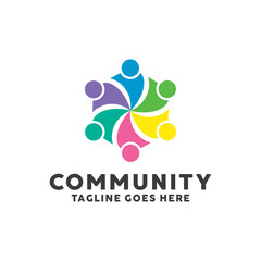 Community Logo For Leadership Design With Colorful Circle Society Style Concept. Teamwork Logo Company with Modern Shape and Connection Creative Symbols Concept. Icon for Business and Corporate.