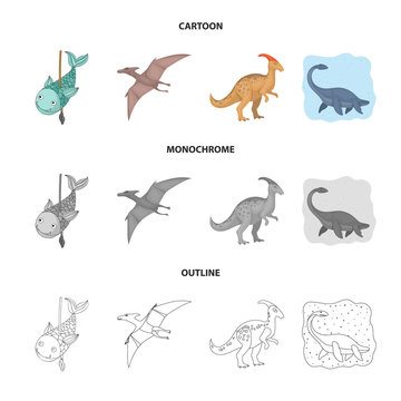 Vector illustration of animal and character icon. Set of animal and ancient stock vector illustration.
