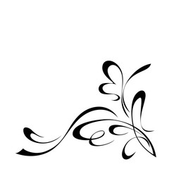 abstract ornament with curls and vignettes in black lines on white background. Corner decoration