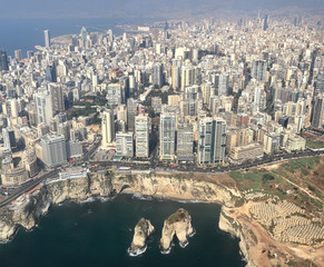 Beirut, Aerial View Over Pigeon Rocks