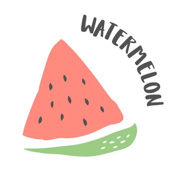 Watermelon piece hand painted with ink brush