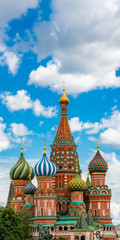 Fototapeta na wymiar Saint Basil's Cathedral in red square moscow russia. Amazing clouds over cathedral in summer time