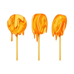 Vector design of banana and caramel sign. Set of banana and sweet vector icon for stock.