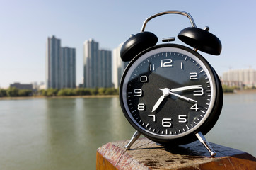 a black alarm clock