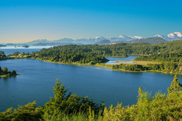 scenic lake district in Patagonia, spectacular  landscape with Andes view