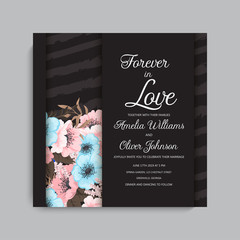Wedding invitation with colorful flower.